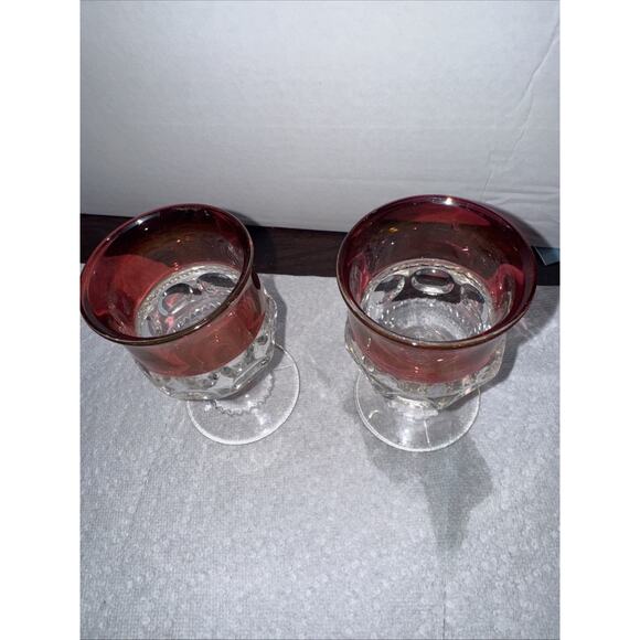 2 Vintage Tiffin Franciscan KINGS CROWN Ruby Flashed 8oz Water Goblets 5 5/8" - Picture 2 of 5